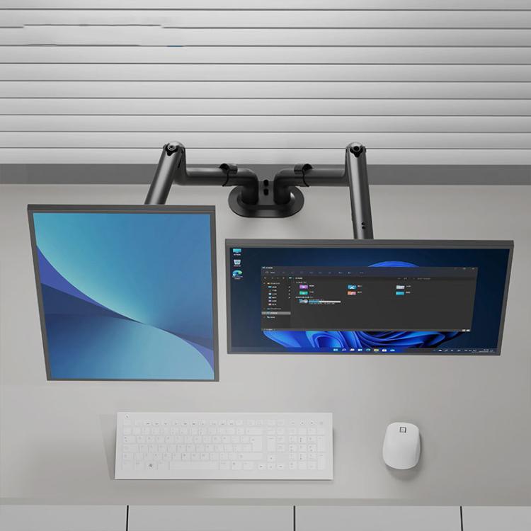 17-32 Inch Dual Monitor Mount Gas Spring 360 Degree Heavy Duty Floating Desk Arm(Black) - Laptop Stand by buy2fix | Online Shopping UK | buy2fix
