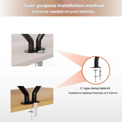 17-32 Inch Dual Monitor Mount Gas Spring 360 Degree Heavy Duty Floating Desk Arm(Black) - Laptop Stand by buy2fix | Online Shopping UK | buy2fix