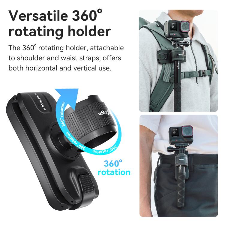AMagisn Selfie Stick Hanger Action Camera Backpack Quick Attachment for Insta360 / DJI / GoPro(Black) - Backpack Clip by AMagisn | Online Shopping UK | buy2fix