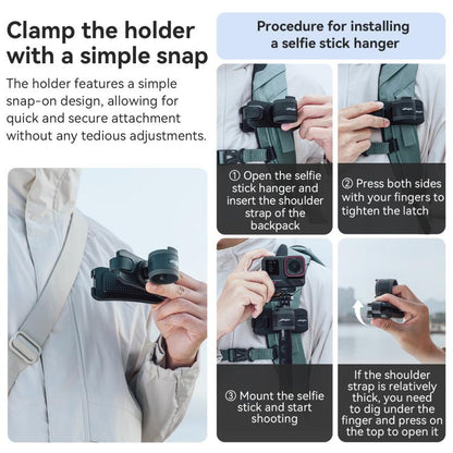 AMagisn Selfie Stick Hanger Action Camera Backpack Quick Attachment for Insta360 / DJI / GoPro(Black) - Backpack Clip by AMagisn | Online Shopping UK | buy2fix