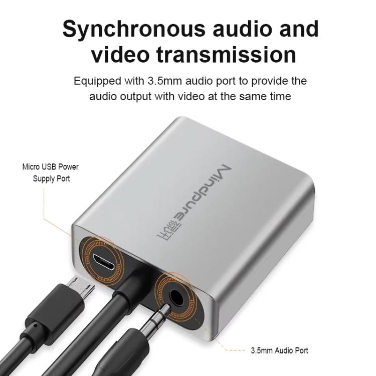 Mindpure AD014 Upgraded Version VGA To HDMI Converter For Computer Monitor Cable Adapter With Audio Power Supply - Converter by Mindpure | Online Shopping UK | buy2fix