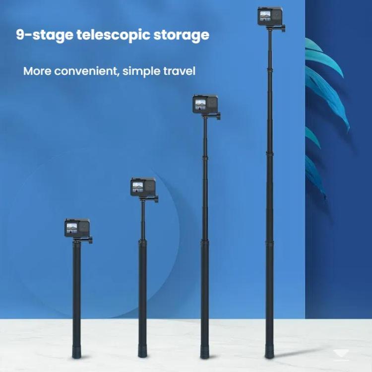 TELESIN Gen 2 2.7m Carbon Fiber Selfie Stick Sports Camera Extension Rod For GoPro HERO13 Black / Insta360(Black) - Extendable Pole by TELESIN | Online Shopping UK | buy2fix