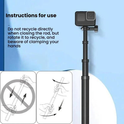 TELESIN Gen 2 2.7m Carbon Fiber Selfie Stick Sports Camera Extension Rod For GoPro HERO13 Black / Insta360(Black) - Extendable Pole by TELESIN | Online Shopping UK | buy2fix