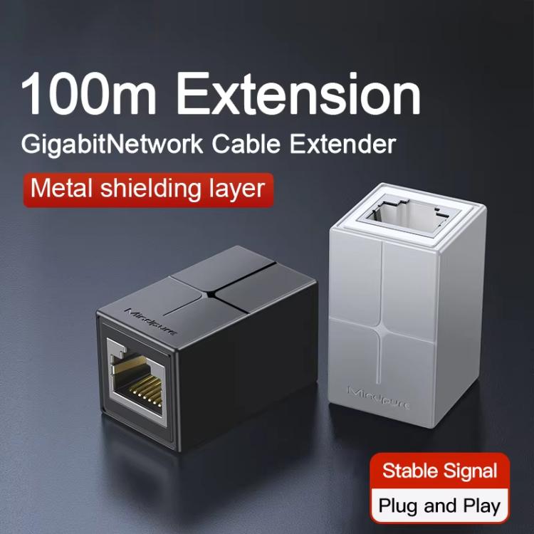 Mindpure AD043 2pcs Network Cable Pair Connector Extender Adapter RJ45 Network Gigabit Dual Pass-through Broadband Crystal Heads(White+Black) - Lan Cable and Tools by Mindpure | Online Shopping UK | buy2fix