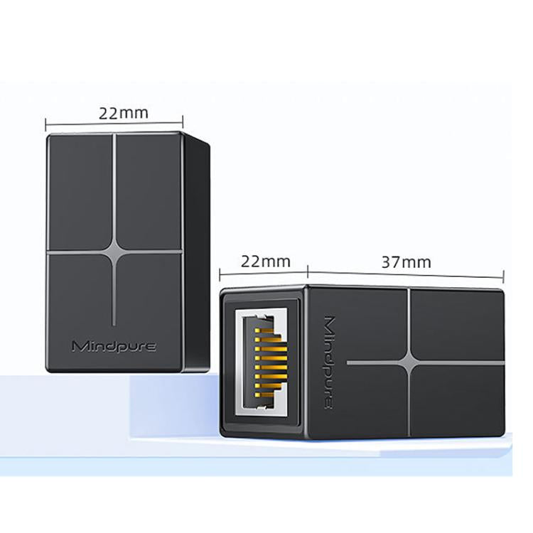 Mindpure AD043 2pcs Network Cable Pair Connector Extender Adapter RJ45 Network Gigabit Dual Pass-through Broadband Crystal Heads(White+Black) - Lan Cable and Tools by Mindpure | Online Shopping UK | buy2fix