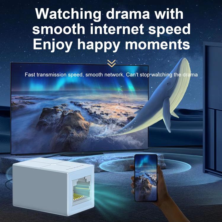 Mindpure AD043 2pcs Network Cable Pair Connector Extender Adapter RJ45 Network Gigabit Dual Pass-through Broadband Crystal Heads(White+Black) - Lan Cable and Tools by Mindpure | Online Shopping UK | buy2fix