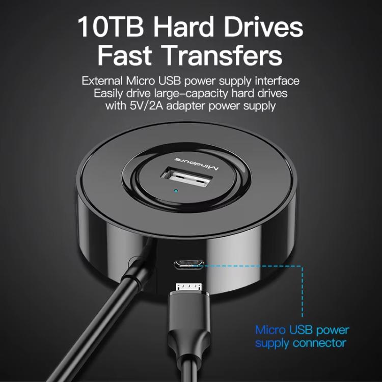 Mindpure US018 Computer Expansion USB2.0 4 Ports HUB, Length: 1.5m Black - USB HUB by Mindpure | Online Shopping UK | buy2fix