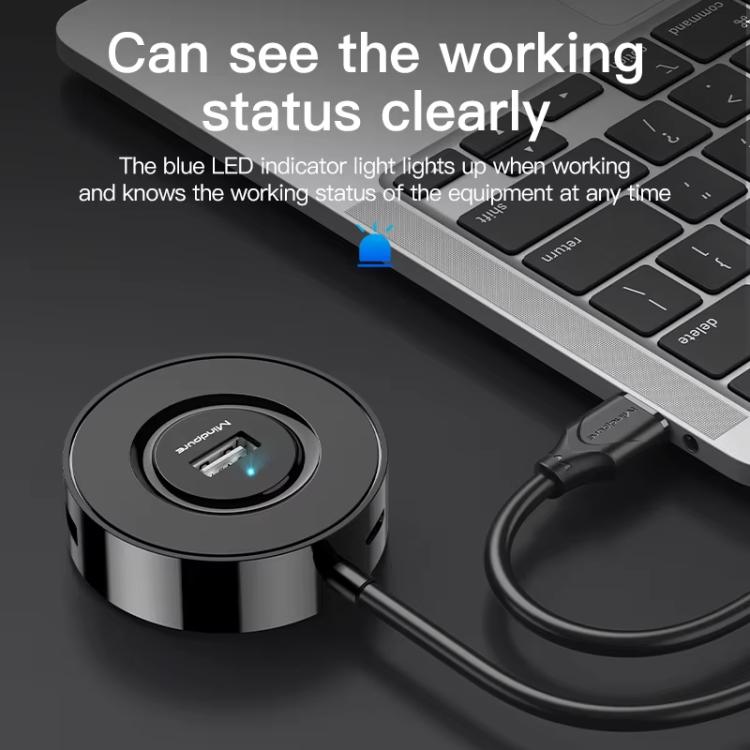 Mindpure US018 Computer Expansion USB2.0 4 Ports HUB, Length: 1.5m Black - USB HUB by Mindpure | Online Shopping UK | buy2fix