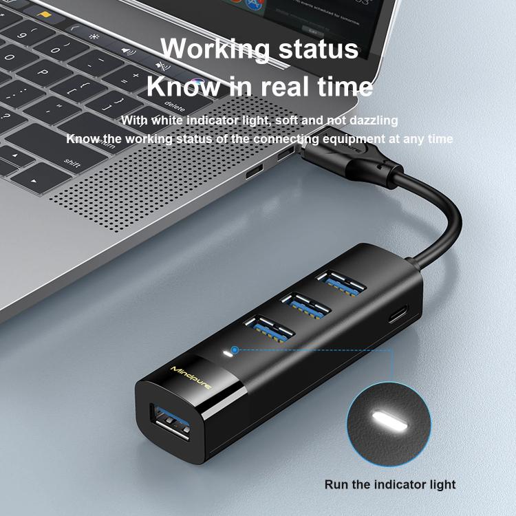 Mindpure US023 1m Type-C To 4-port USB3.0 Long Hub Docking Station Splitter - USB 3.0 HUB by Mindpure | Online Shopping UK | buy2fix