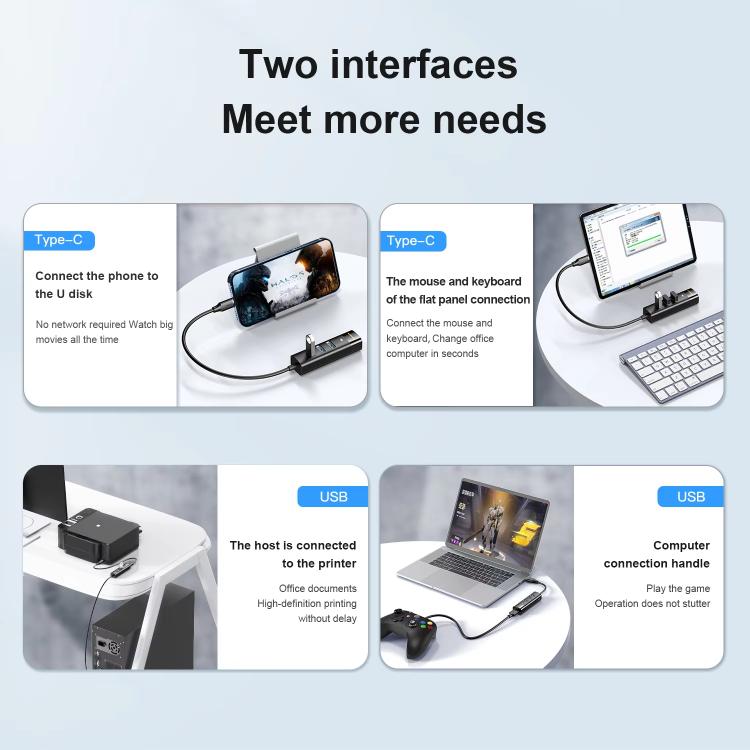 Mindpure US022 0.3m USB To 4-port USB3.0 Long Hub Docking Station Splitter - USB 3.0 HUB by Mindpure | Online Shopping UK | buy2fix