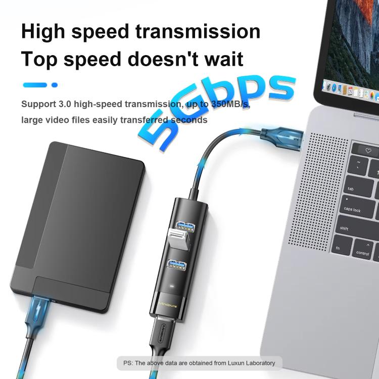 Mindpure US023 1m Type-C To 4-port USB3.0 Long Hub Docking Station Splitter - USB 3.0 HUB by Mindpure | Online Shopping UK | buy2fix