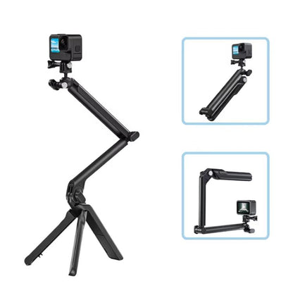 TELESIN Tri-folding Tripod For Sports Camera Mobile Phone Selfie Stand Desktop Fixed Bracket(Black) - Extendable Pole by TELESIN | Online Shopping UK | buy2fix