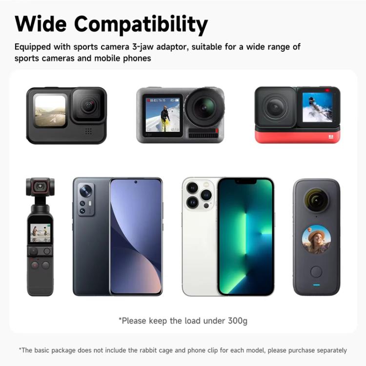 TELESIN Tri-folding Tripod For Sports Camera Mobile Phone Selfie Stand Desktop Fixed Bracket(Black) - Extendable Pole by TELESIN | Online Shopping UK | buy2fix