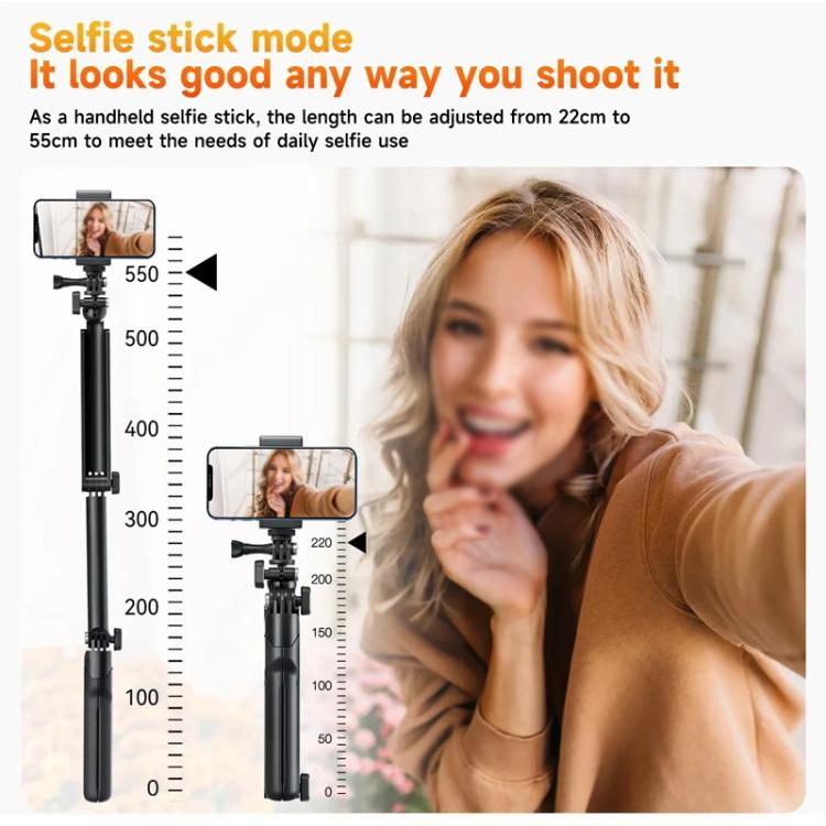 TELESIN Tri-folding Tripod For Sports Camera Mobile Phone Selfie Stand Desktop Fixed Bracket(Black) - Extendable Pole by TELESIN | Online Shopping UK | buy2fix
