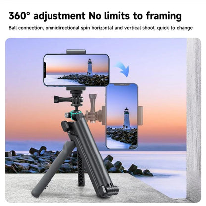 TELESIN Tri-folding Tripod For Sports Camera Mobile Phone Selfie Stand Desktop Fixed Bracket(Black) - Extendable Pole by TELESIN | Online Shopping UK | buy2fix