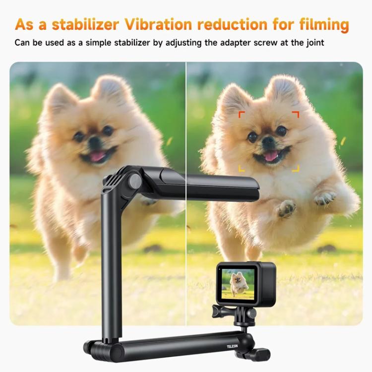 TELESIN Tri-folding Tripod For Sports Camera Mobile Phone Selfie Stand Desktop Fixed Bracket(Black) - Extendable Pole by TELESIN | Online Shopping UK | buy2fix