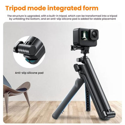 TELESIN Tri-folding Tripod For Sports Camera Mobile Phone Selfie Stand Desktop Fixed Bracket(Black) - Extendable Pole by TELESIN | Online Shopping UK | buy2fix