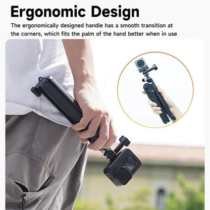 TELESIN Tri-folding Tripod For Sports Camera Mobile Phone Selfie Stand Desktop Fixed Bracket(Black) - Extendable Pole by TELESIN | Online Shopping UK | buy2fix