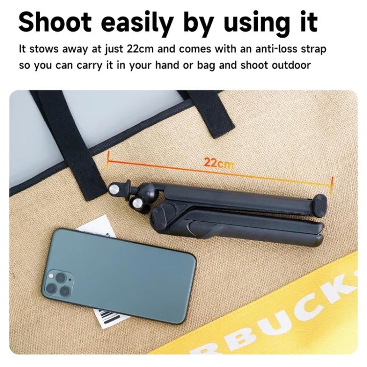 TELESIN Tri-folding Tripod For Sports Camera Mobile Phone Selfie Stand Desktop Fixed Bracket(Black) - Extendable Pole by TELESIN | Online Shopping UK | buy2fix