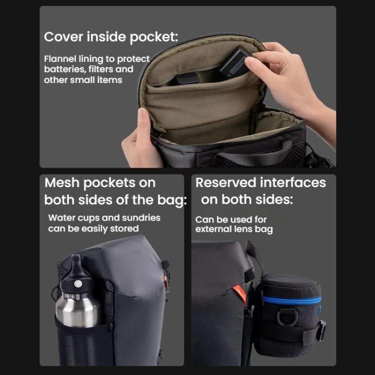 PGYTECH DSLR Camera Crossbody Waist Triangle Bag(Black) - Strap Satchel by PGYTECH | Online Shopping UK | buy2fix