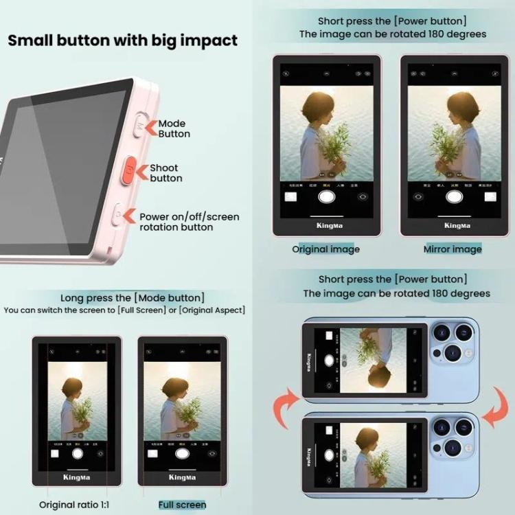 KingMa PH02 MAX Mobile Phone MagSafe Display Screen Selfie Live Streaming Phone Rear Camera(Black) - Selfie Sticks by KingMa | Online Shopping UK | buy2fix