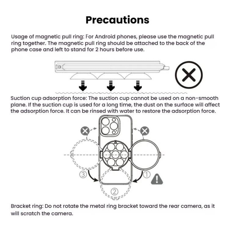 TELESIN MagSafe Suction Cup Mobile Phone Holder Mirror Glass Selfie Mount Portable Silicone Ring Holder(White) - Ring Holder by TELESIN | Online Shopping UK | buy2fix