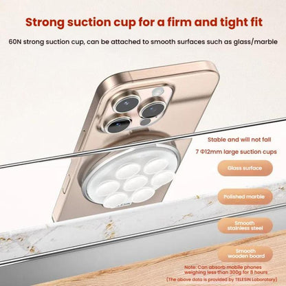 TELESIN MagSafe Suction Cup Mobile Phone Holder Mirror Glass Selfie Mount Portable Silicone Ring Holder(White) - Ring Holder by TELESIN | Online Shopping UK | buy2fix