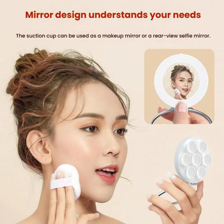 TELESIN MagSafe Suction Cup Mobile Phone Holder Mirror Glass Selfie Mount Portable Silicone Ring Holder(White) - Ring Holder by TELESIN | Online Shopping UK | buy2fix