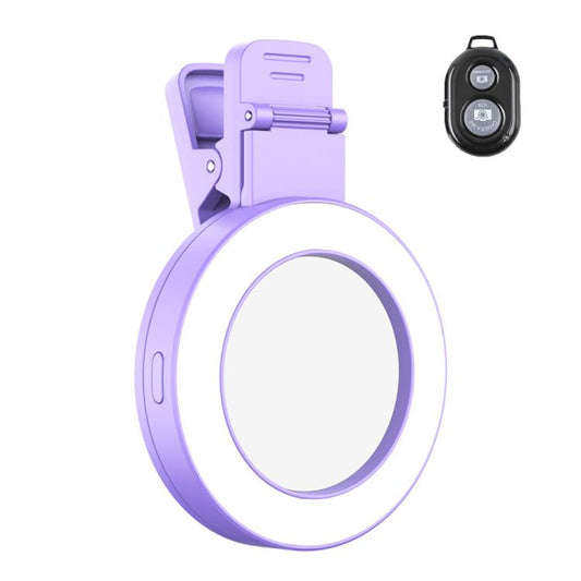 Foldable Clip-type Mobile Phone Rear Selfie Mirror Fill Light, Color: Purple with Remote Control - Selfie Light by buy2fix | Online Shopping UK | buy2fix