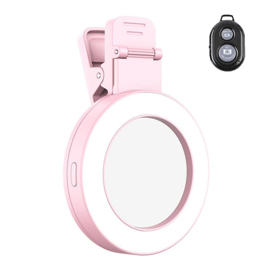 Foldable Clip-type Mobile Phone Rear Selfie Mirror Fill Light, Color: Pink with Remote Control - Selfie Light by buy2fix | Online Shopping UK | buy2fix