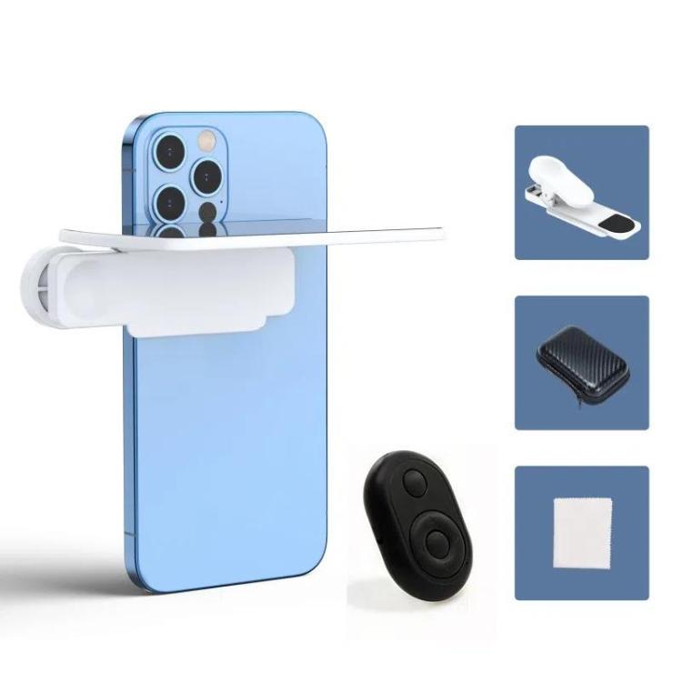 Mobile Phone Reflection Photo Clip Holder Adjustable Angle Mirror Clip Phone Reflector Selfie Artifact, Color: With Remote Control White - Others Accessories by buy2fix | Online Shopping UK | buy2fix