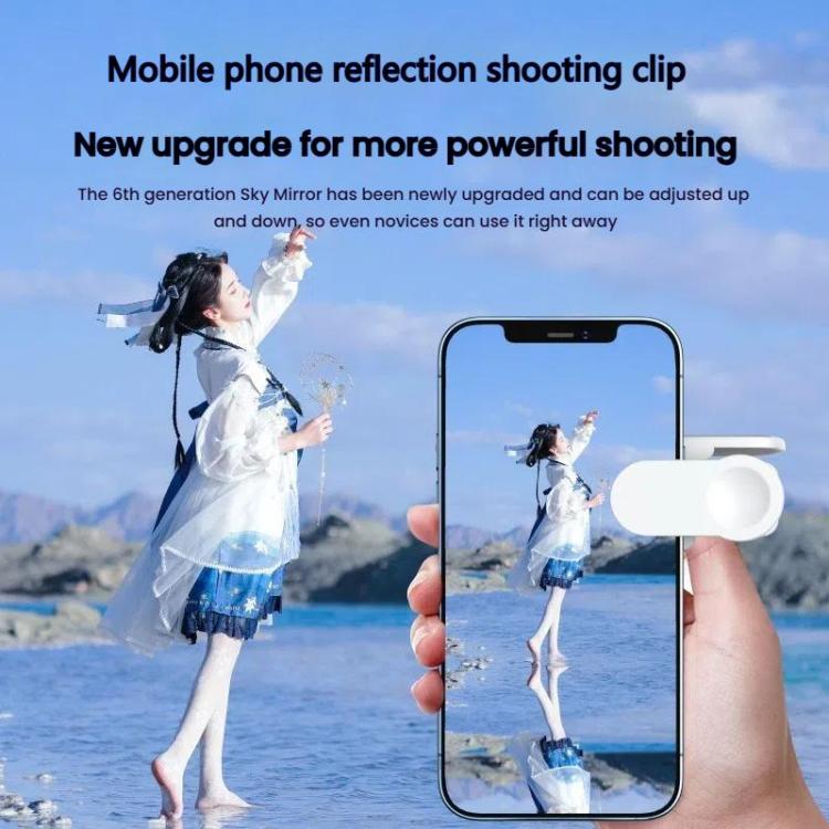 Mobile Phone Reflection Photo Clip Holder Adjustable Angle Mirror Clip Phone Reflector Selfie Artifact, Color: With Remote Control White - Others Accessories by buy2fix | Online Shopping UK | buy2fix