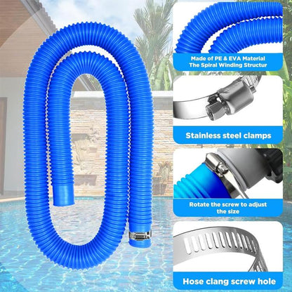 32mm Pool Hose + Connector + Screwdriver For Intex 300 GPH/530 GPH, Length: 1m Blue Hose - Swimming Pool Parts by buy2fix | Online Shopping UK | buy2fix