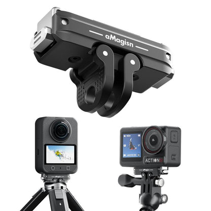 For DJI Osmo 360/Action 5 Pro/4/3 aMagisn Metal Magnetic Quick Release Mount Dual Interface Adapter(Black) - Mount & Holder by aMagisn | Online Shopping UK | buy2fix