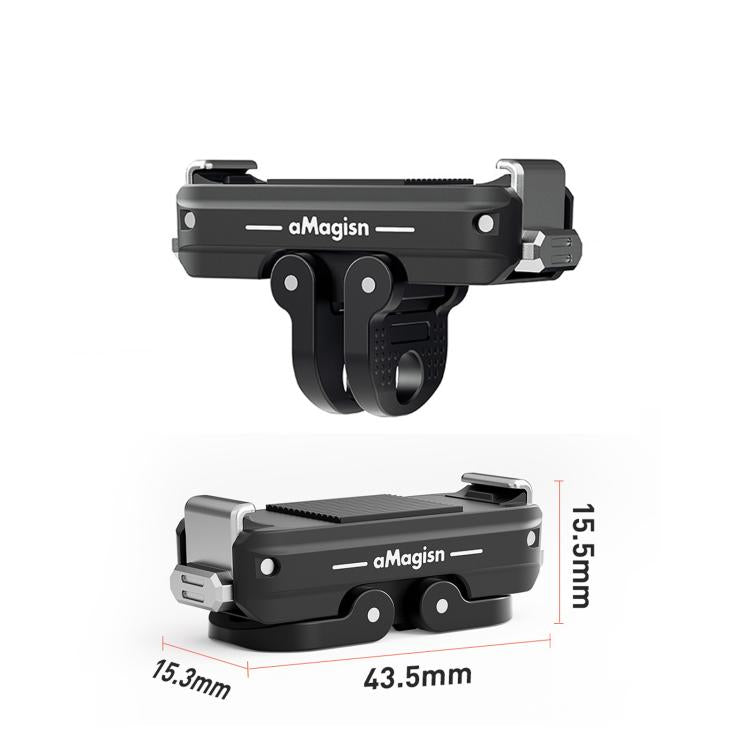 For DJI Osmo 360/Action 5 Pro/4/3 aMagisn Metal Magnetic Quick Release Mount Dual Interface Adapter(Black) - Mount & Holder by aMagisn | Online Shopping UK | buy2fix