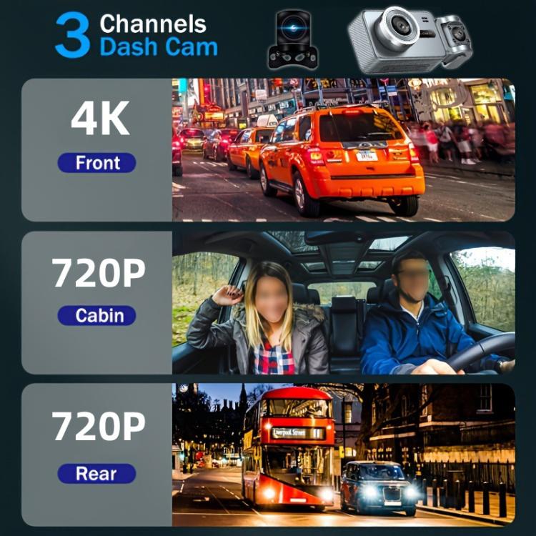 WIFI Connected 4K Three-Lens Car Driving Recorder(G79) - Car DVRs by buy2fix | Online Shopping UK | buy2fix