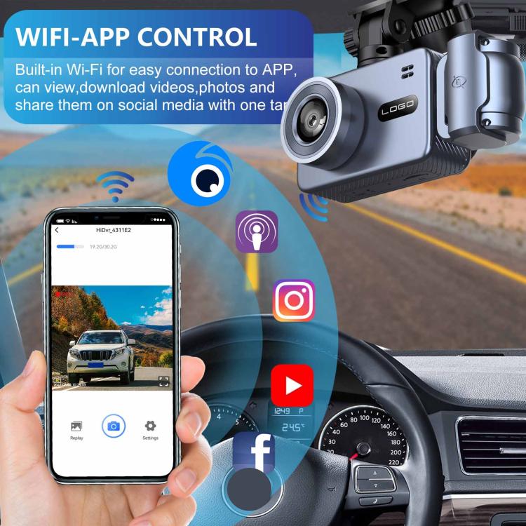 WIFI Connected 4K Three-Lens Car Driving Recorder(G79) - Car DVRs by buy2fix | Online Shopping UK | buy2fix