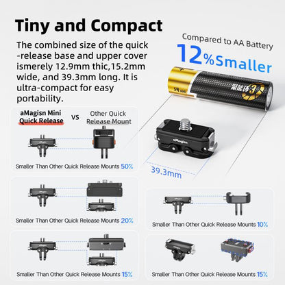 aMagisn Mini Quick Release Mount for Sports Cameras, Spec: 2-claw Base+3-claw Cover - Quick Release Plate by aMagisn | Online Shopping UK | buy2fix
