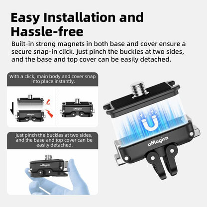 aMagisn Mini Quick Release Mount for Sports Cameras, Spec: 2-claw Base+3-claw Cover - Quick Release Plate by aMagisn | Online Shopping UK | buy2fix