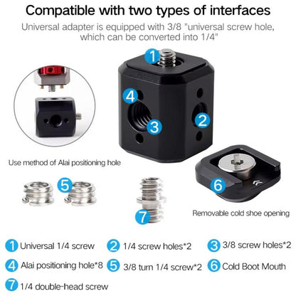 XILETU Tripod Screw Hole Adapter with Cold Shoe 3/8 inch 1/4 inch Thread Holes ARRI Positioning Hole - Other Accessories by XILETU | Online Shopping UK | buy2fix