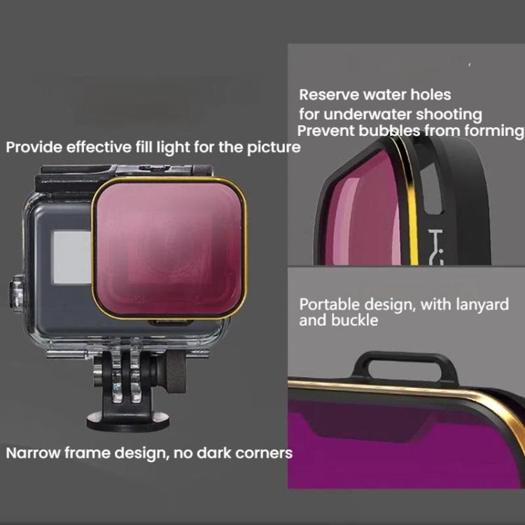 For GoPro 5/6 PGYTECH Deep Diving Snorkeling Filter Waterproof Case(Red) - Lens Cover by PGYTECH | Online Shopping UK | buy2fix