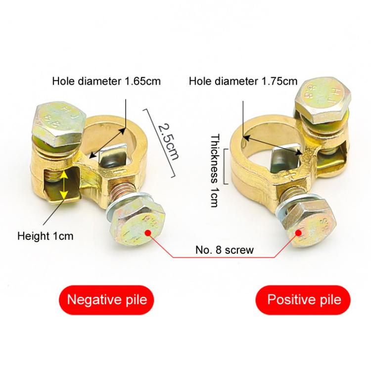 1pair Thickened Copper Battery Clip Automotive Battery Stake Multi-Function Connector - Booster Cable & Clip by buy2fix | Online Shopping UK | buy2fix