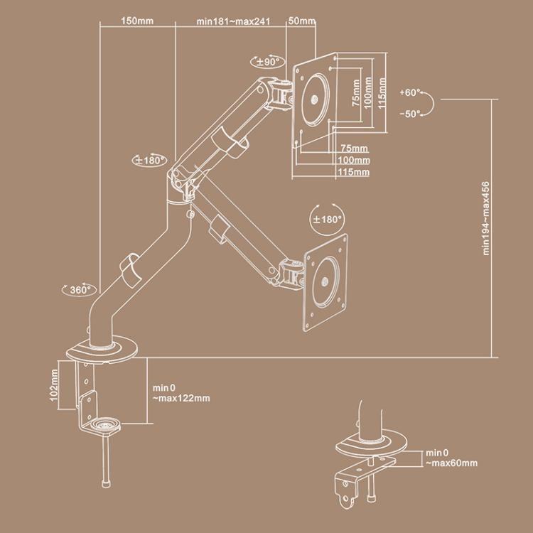 For 15-32 Inch Monitor Bracket Adjustable Gas Spring Computer Screen Desk Mount Stand(Black) - Laptop Stand by buy2fix | Online Shopping UK | buy2fix