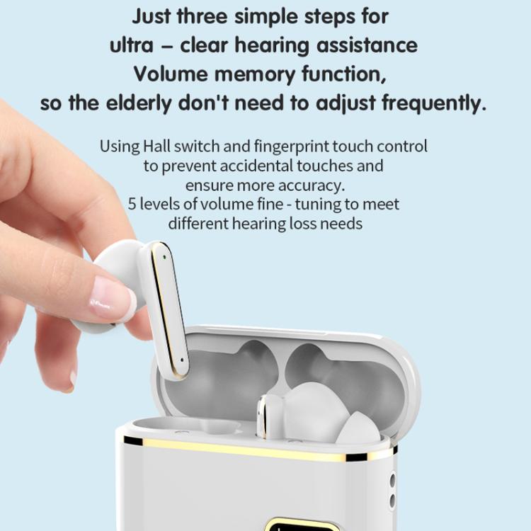 Smart Touch In-Ear Hearing Aid With Digital Charging Compartment(White) - Hearing Aids by buy2fix | Online Shopping UK | buy2fix