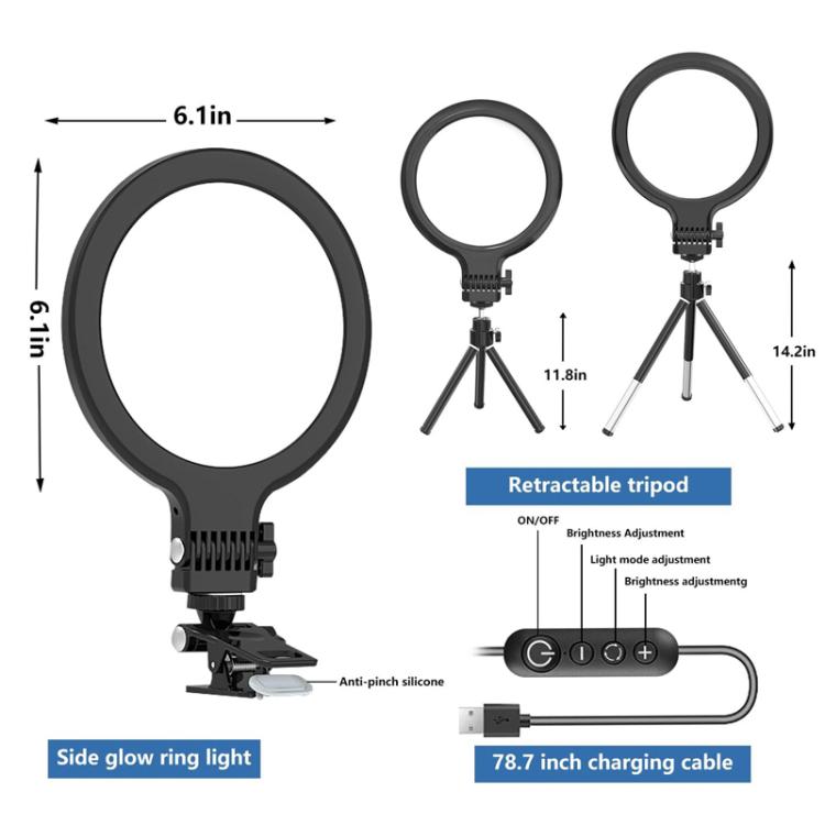 Live Streaming Fill Light Selfie Desktop Photography Light Laptop Clamp Fill Lamp Set(Lamp+Stand+Clip) - Ring Light by buy2fix | Online Shopping UK | buy2fix