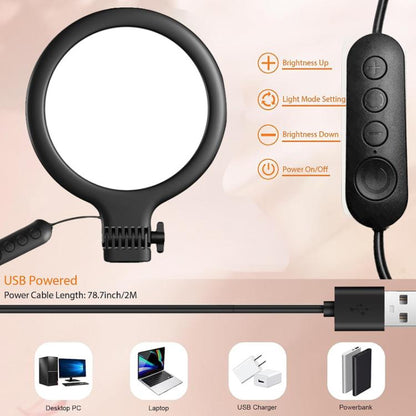 Live Streaming Fill Light Selfie Desktop Photography Light Laptop Clamp Fill Lamp Set(Lamp+Stand+Clip) - Ring Light by buy2fix | Online Shopping UK | buy2fix