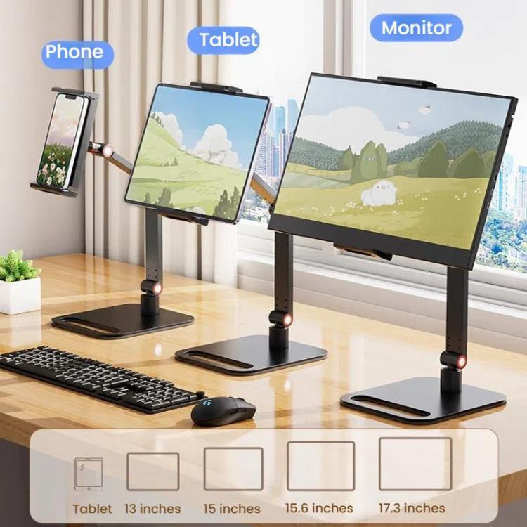 2-session Phone Tablet Monitor Desktop Stand Height and Angle Adjustable Bracket for Screen Within 17.3 Inch - Desktop Holder by buy2fix | Online Shopping UK | buy2fix