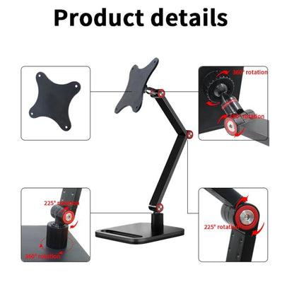 Portable Vesa Monitor Stand Height Adjustable Swivel Desk Mount For 17-Inch Screens(Black) - Laptop Stand by buy2fix | Online Shopping UK | buy2fix