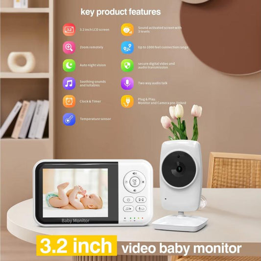 3.2 inch LCD Wireless Video Baby Monitor 2 Way Audio Talk Night Vision Surveillance Security Camera AU Plug - Baby Monitor by buy2fix | Online Shopping UK | buy2fix
