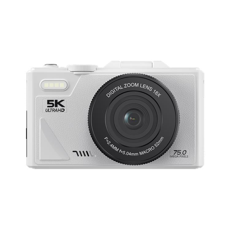 W1 5K HD Digital Camera 75MP 18X Digital Zoom WiFi Video Recorder With Flip Screen(White) - Video Cameras by buy2fix | Online Shopping UK | buy2fix